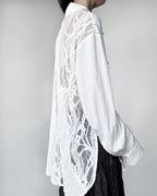 ♥CURVED LACE PANEL LONG SHIRT