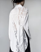 ♥CURVED LACE PANEL LONG SHIRT