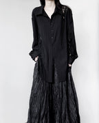 ♥CURVED LACE PANEL LONG SHIRT