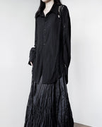 ♥CURVED LACE PANEL LONG SHIRT