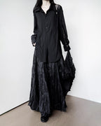 ♥CURVED LACE PANEL LONG SHIRT