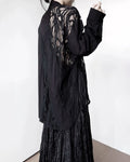 ♥CURVED LACE PANEL LONG SHIRT