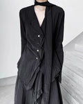♥LAYERED PANEL SHIRT with DRAPE SCARF