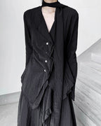 ♥LAYERED PANEL SHIRT with DRAPE SCARF