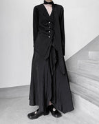 ♥LAYERED PANEL SHIRT with DRAPE SCARF