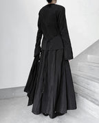 ♥LAYERED PANEL SHIRT with DRAPE SCARF