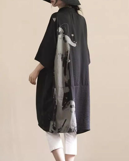 ♥INK-BRUSH HALF SLEEVE LONG SHIRT