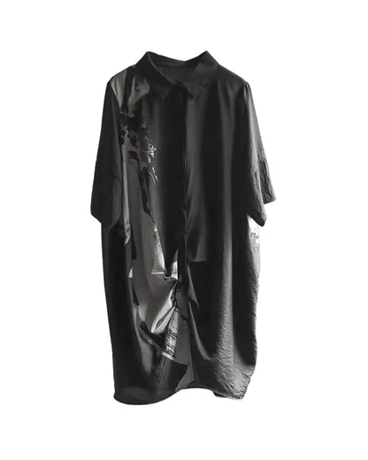♥INK-BRUSH HALF SLEEVE LONG SHIRT