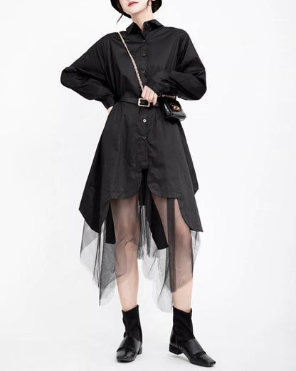 ♥SHEER LAYER FLARE SHIRT