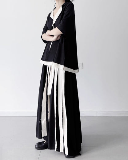 ♥RAW EDGE PANEL SHIRT