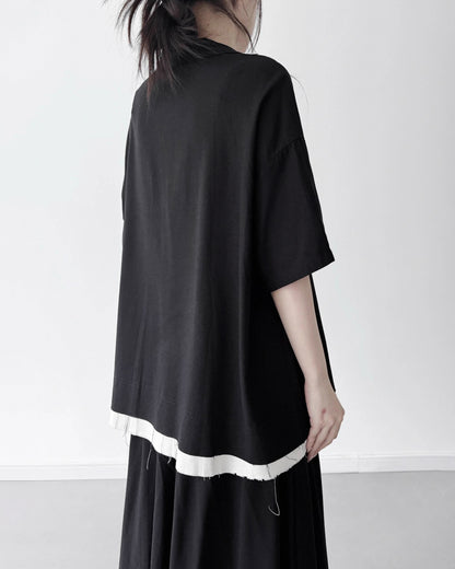 ♥RAW EDGE PANEL SHIRT