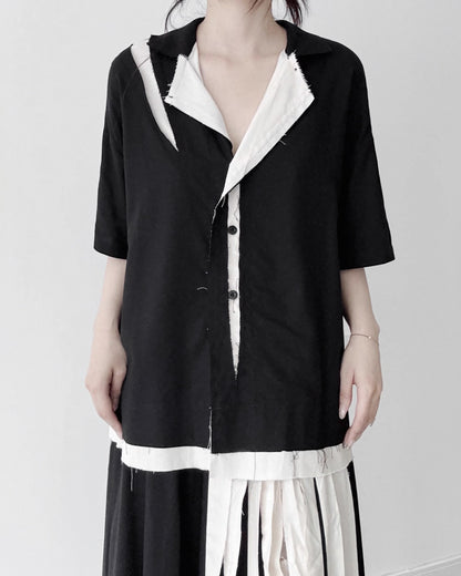 ♥RAW EDGE PANEL SHIRT