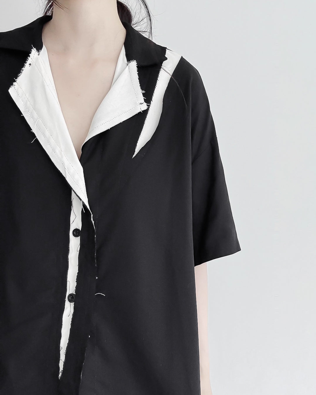 ♥RAW EDGE PANEL SHIRT