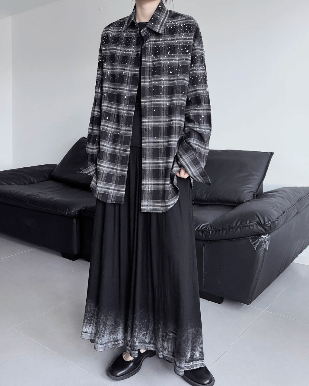 ♥RHINESTONE EMBELLISHED CHECK SHIRT