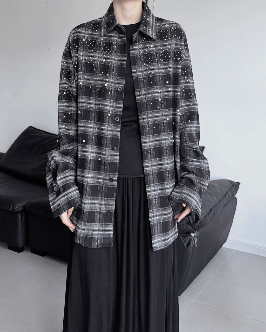 ♥RHINESTONE EMBELLISHED CHECK SHIRT