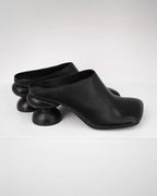♥SPHERE HEEL SQUARE LEATHER MULE