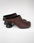 ♥SPHERE HEEL SQUARE LEATHER MULE