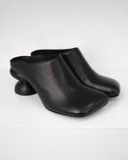 ♥SPHERE HEEL SQUARE LEATHER MULE