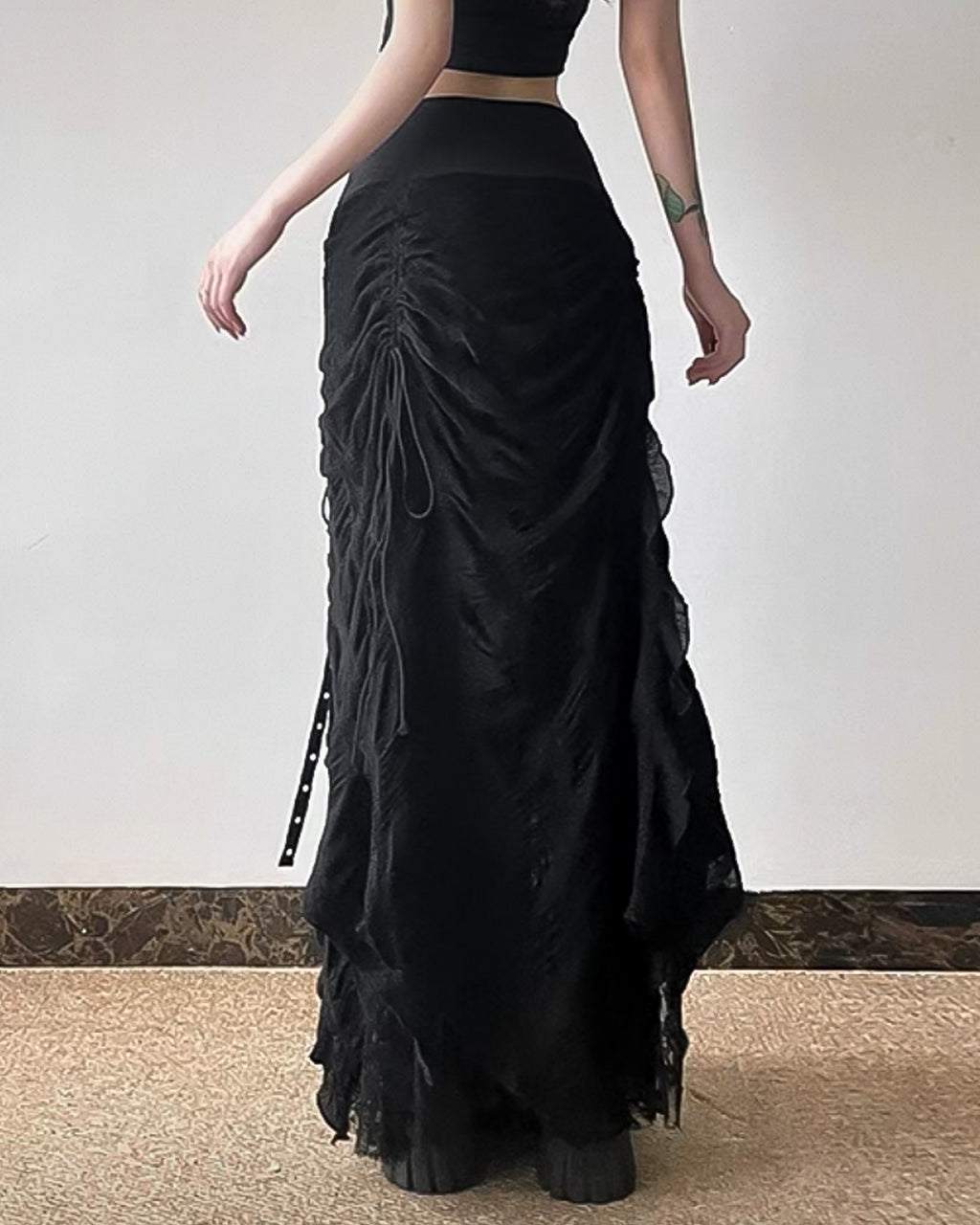 ♥LACE-UP CORSET MAXI SKIRT