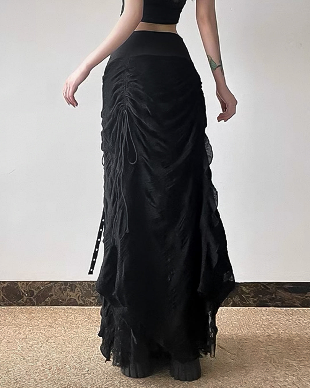 ♥LACE-UP CORSET MAXI SKIRT