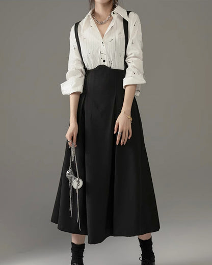 ♥SUSPENDER HIGH-WAIST FLARE SKIRT