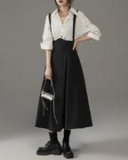 ♥SUSPENDER HIGH-WAIST FLARE SKIRT