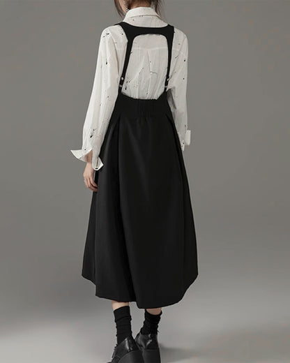 ♥SUSPENDER HIGH-WAIST FLARE SKIRT