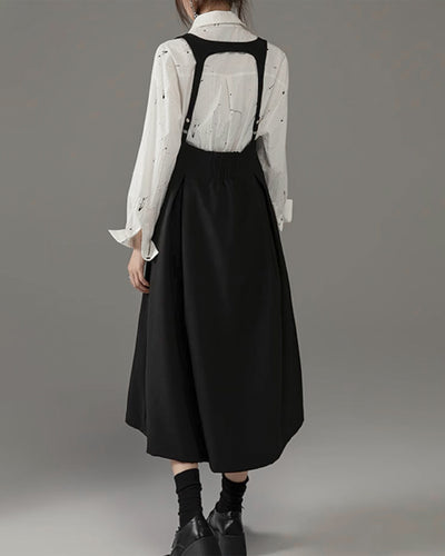 ♥SUSPENDER HIGH-WAIST FLARE SKIRT