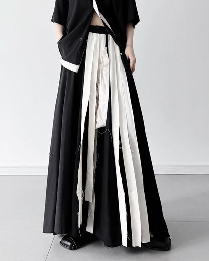 ♥RAW EDGE STRIP SKIRT