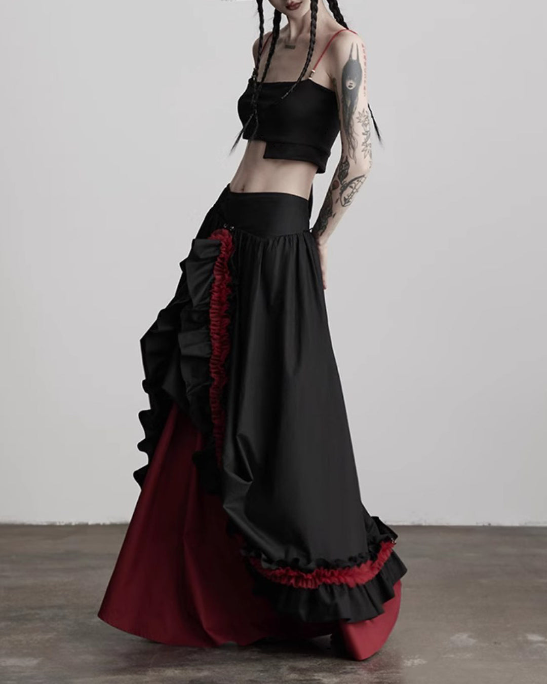 ♥CONTRAST COLOR LAYERED SKIRT