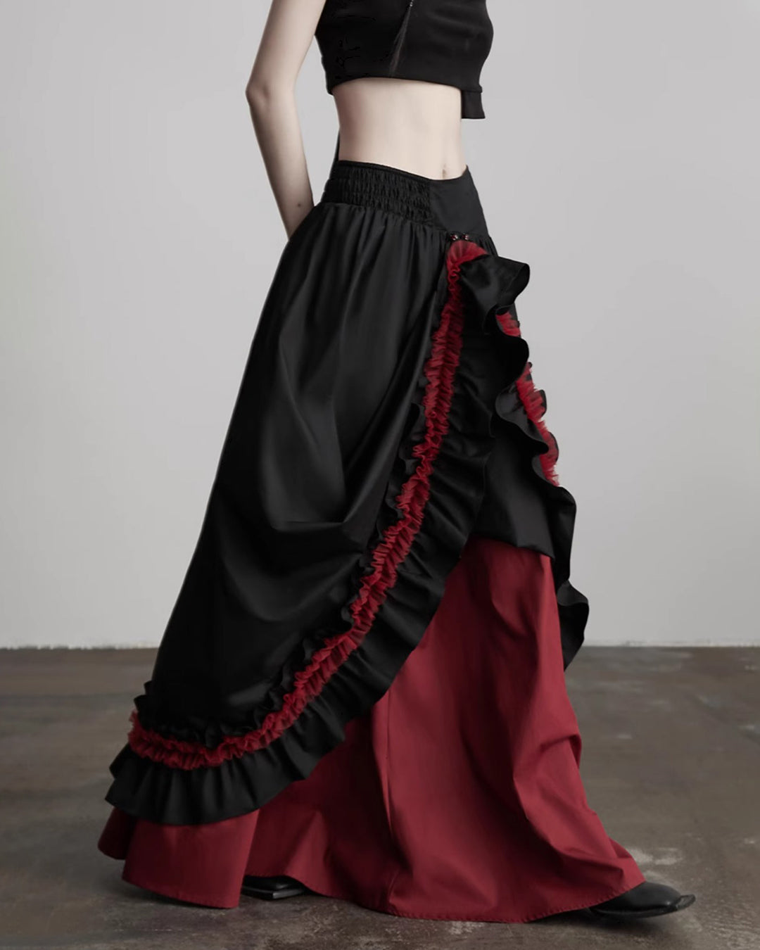 ♥CONTRAST COLOR LAYERED SKIRT