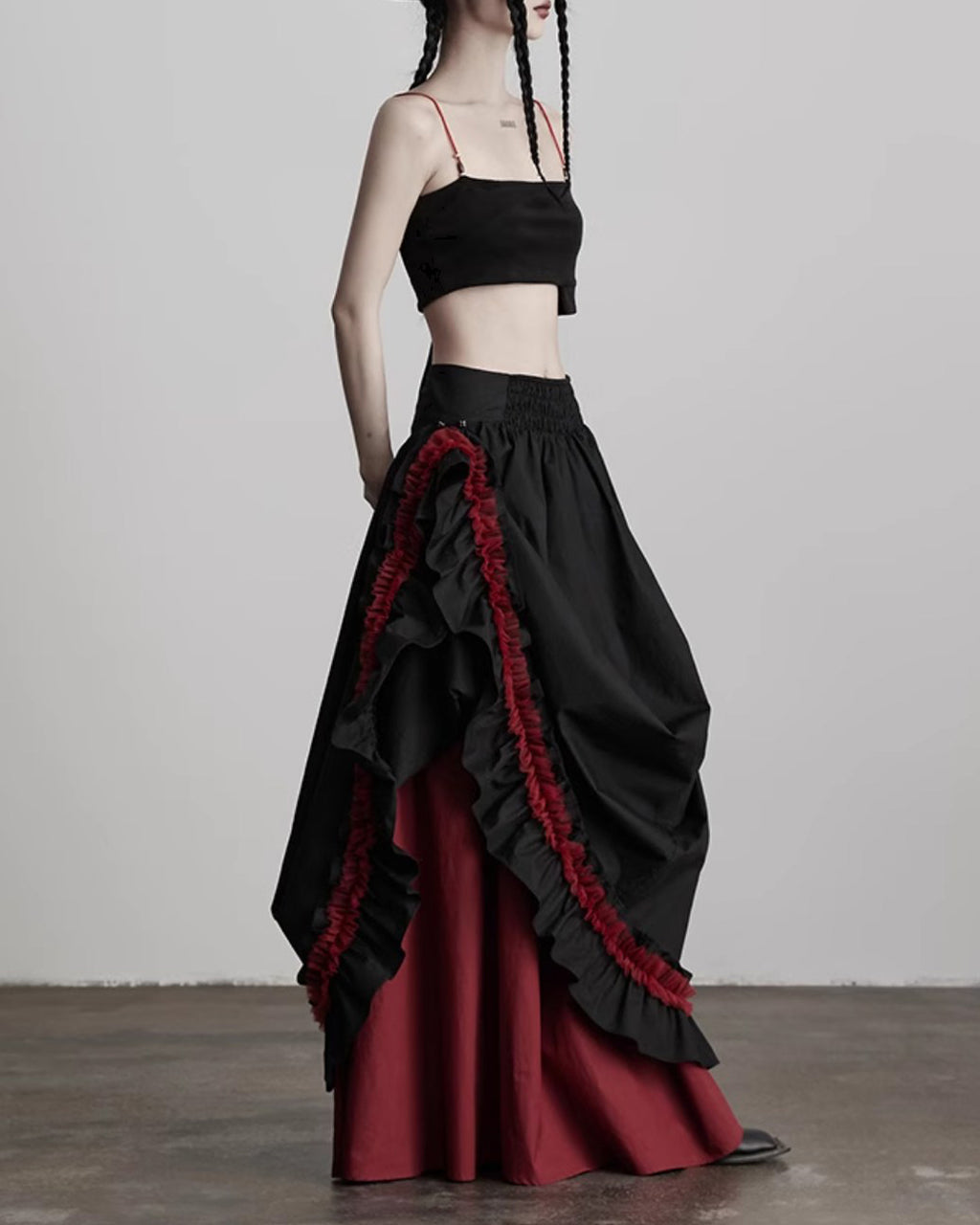♥CONTRAST COLOR LAYERED SKIRT