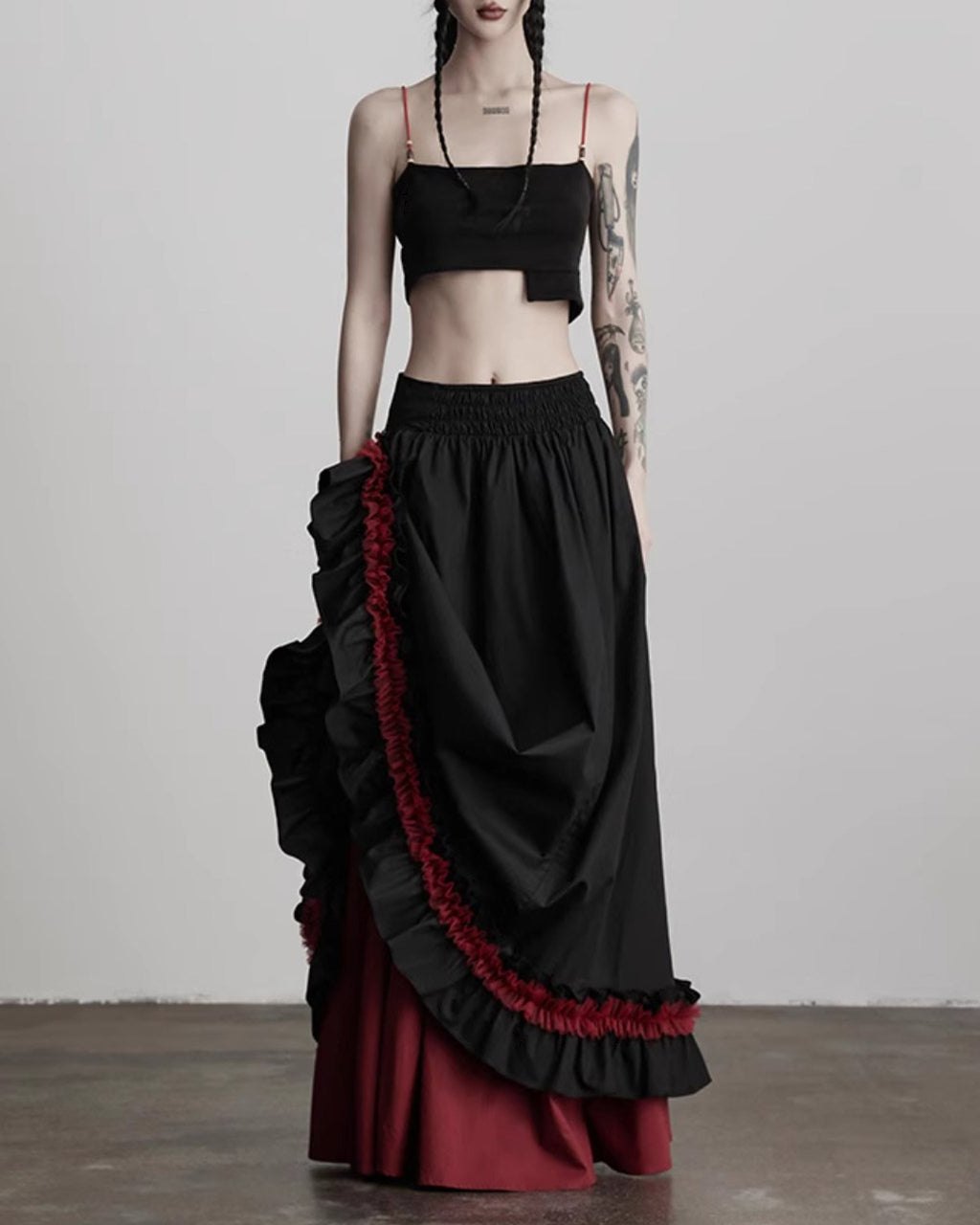 ♥CONTRAST COLOR LAYERED SKIRT