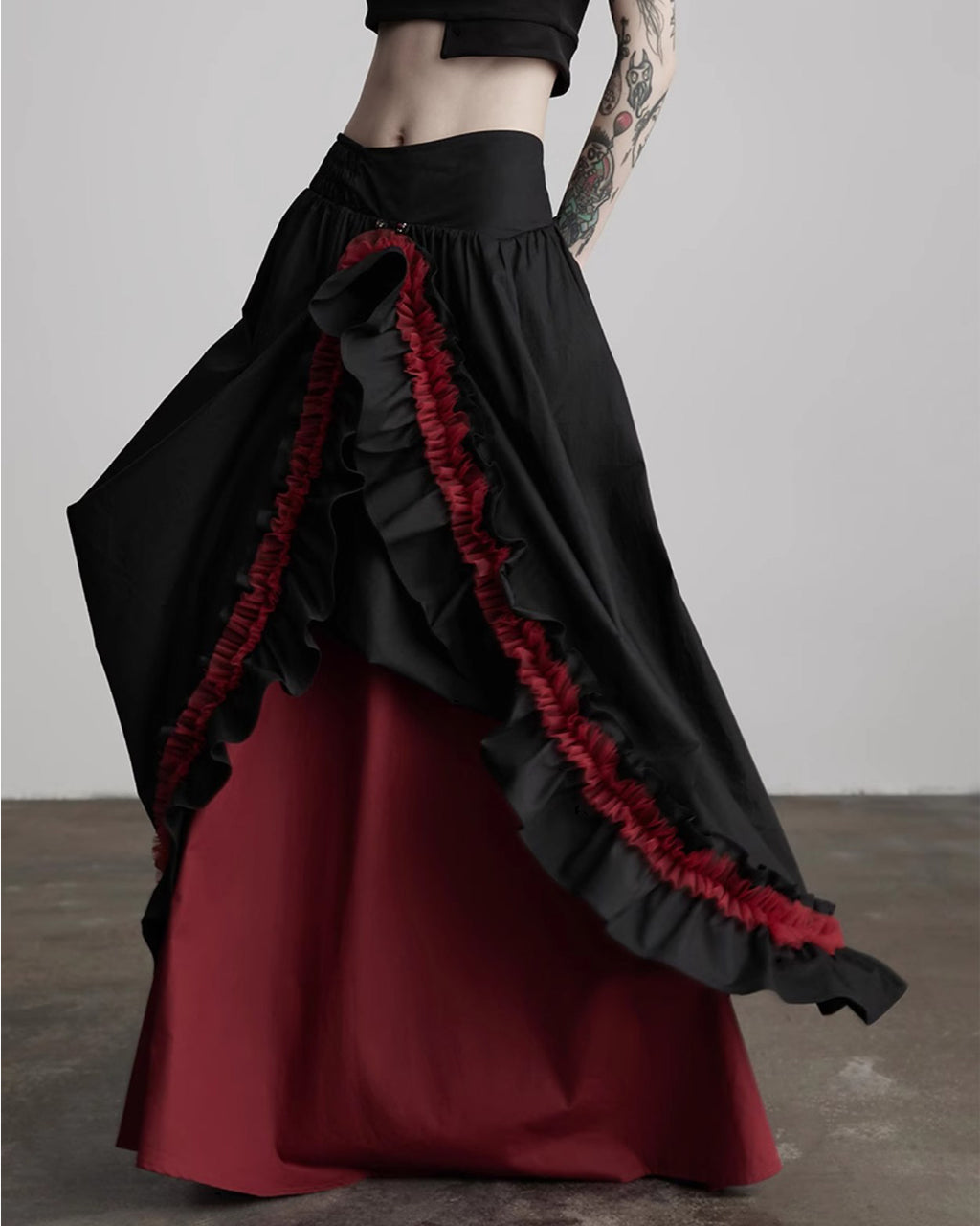 ♥CONTRAST COLOR LAYERED SKIRT