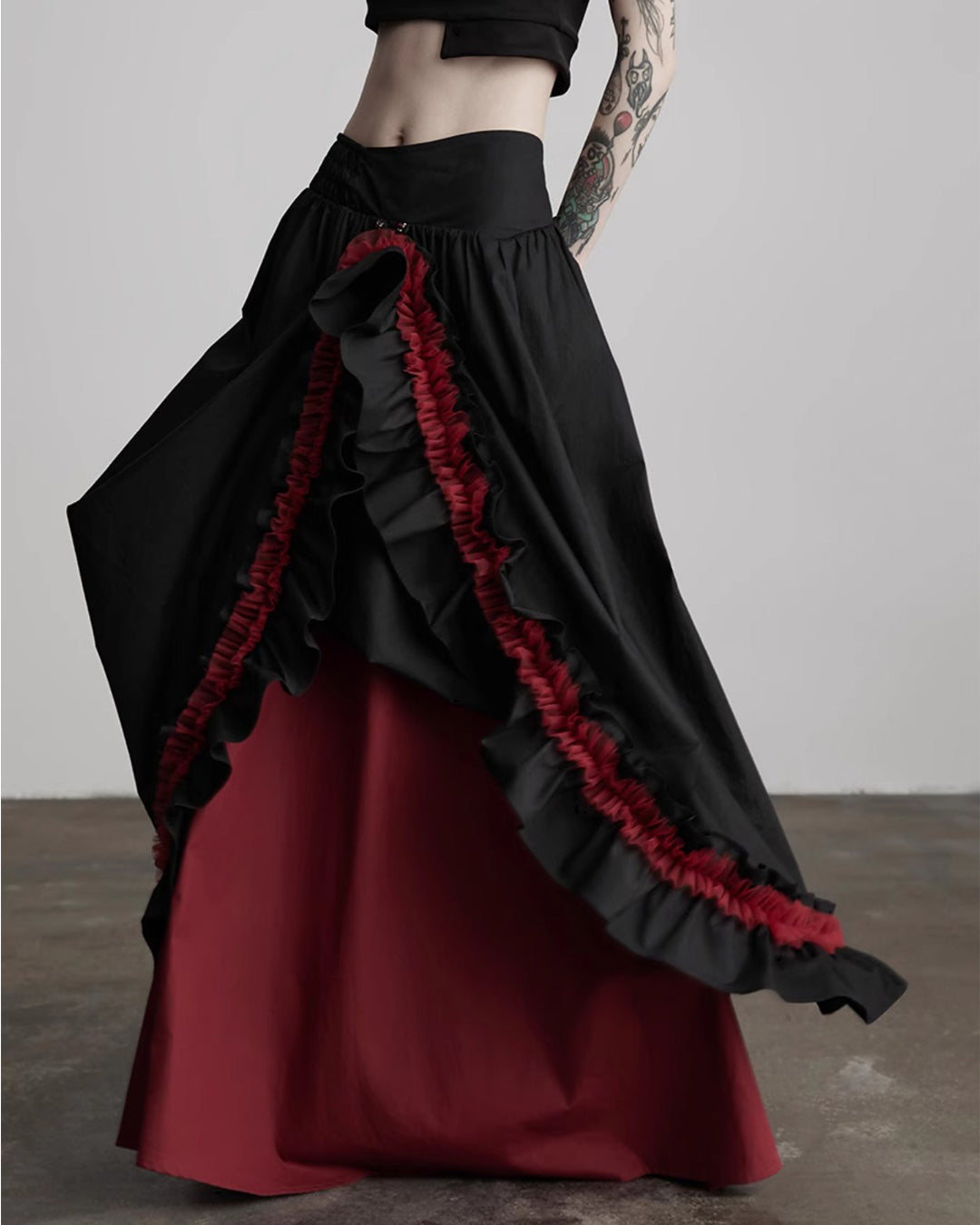 ♥CONTRAST COLOR LAYERED SKIRT