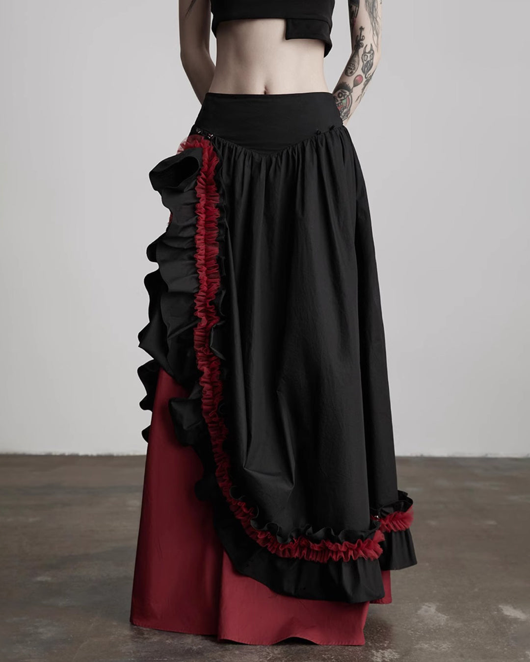 ♥CONTRAST COLOR LAYERED SKIRT