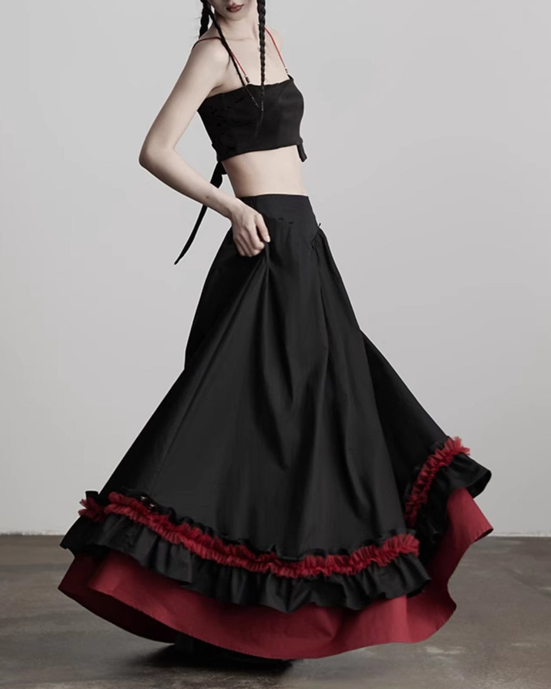 ♥CONTRAST COLOR LAYERED SKIRT