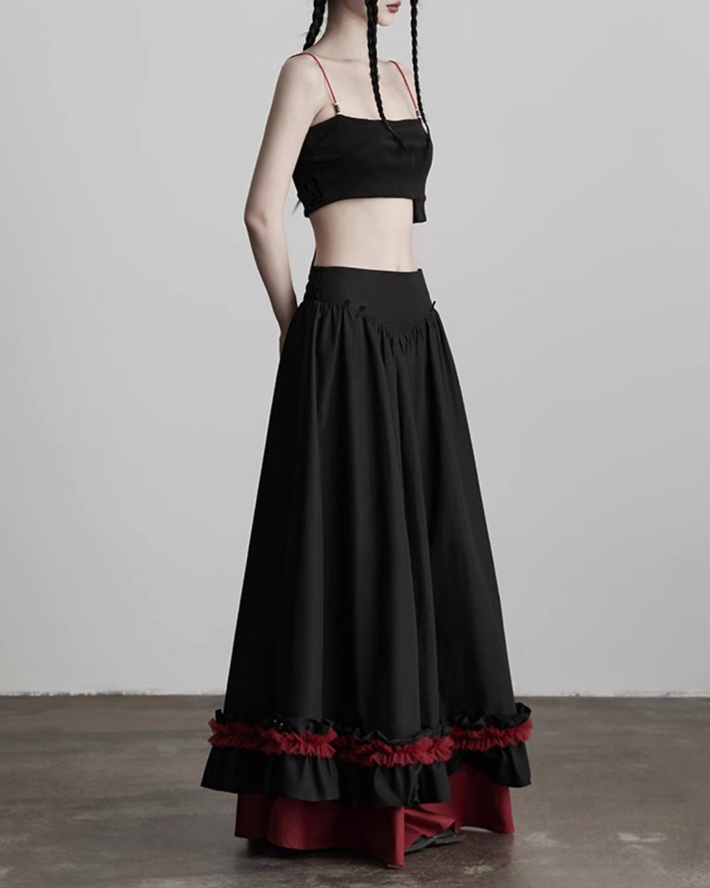 ♥CONTRAST COLOR LAYERED SKIRT