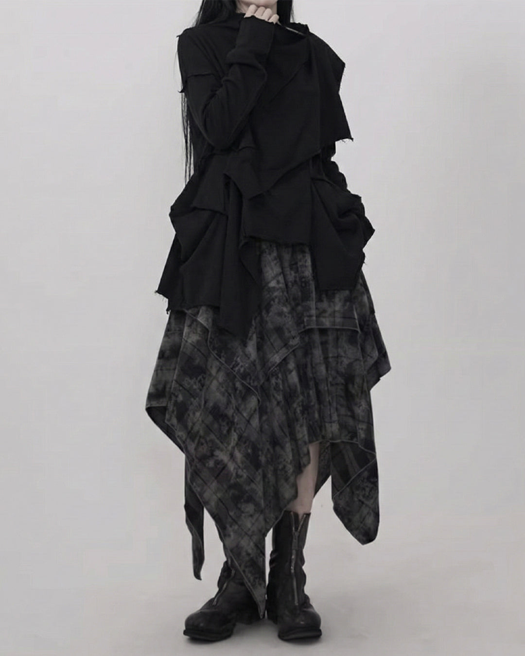 ♥IRREGULAR HEM LAYERED GRUNGE SKIRT