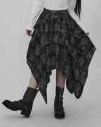 ♥IRREGULAR HEM LAYERED GRUNGE SKIRT