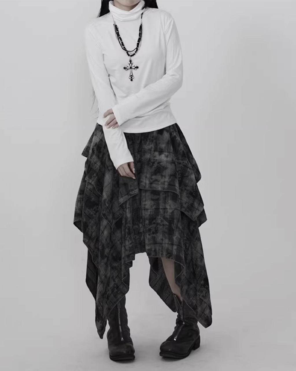 ♥IRREGULAR HEM LAYERED GRUNGE SKIRT