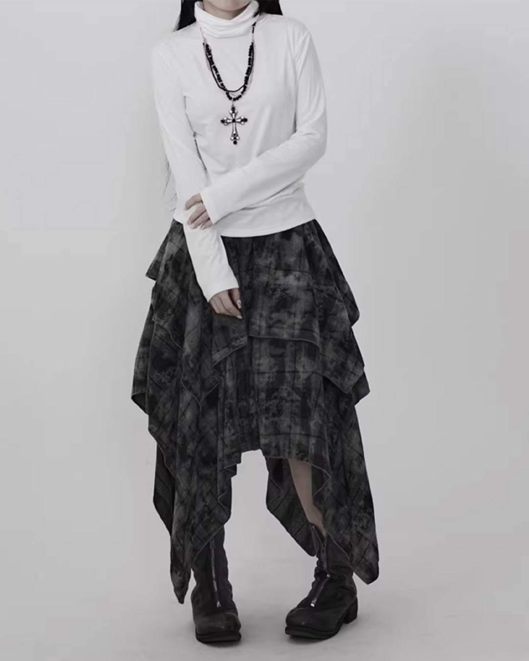 ♥IRREGULAR HEM LAYERED GRUNGE SKIRT