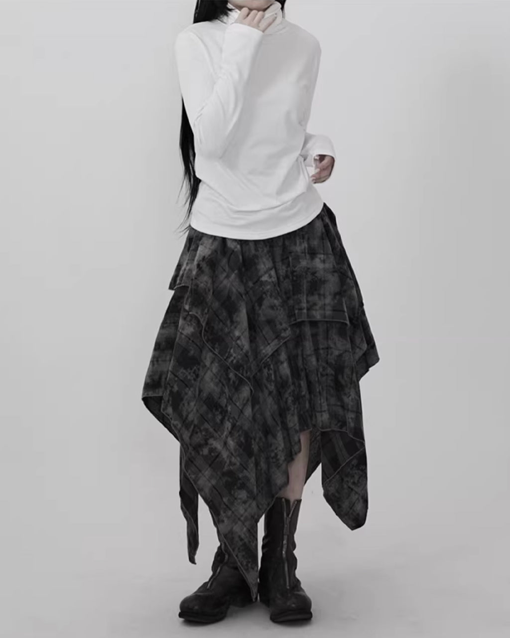 ♥IRREGULAR HEM LAYERED GRUNGE SKIRT
