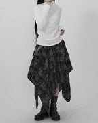 ♥IRREGULAR HEM LAYERED GRUNGE SKIRT