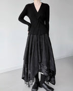 ♥ASYMMETRIC MULTI TEXTURE LAYERED SKIRT