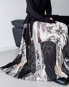 ♥ABSTRACT PRINT CRUSHED FLARED SKIRT