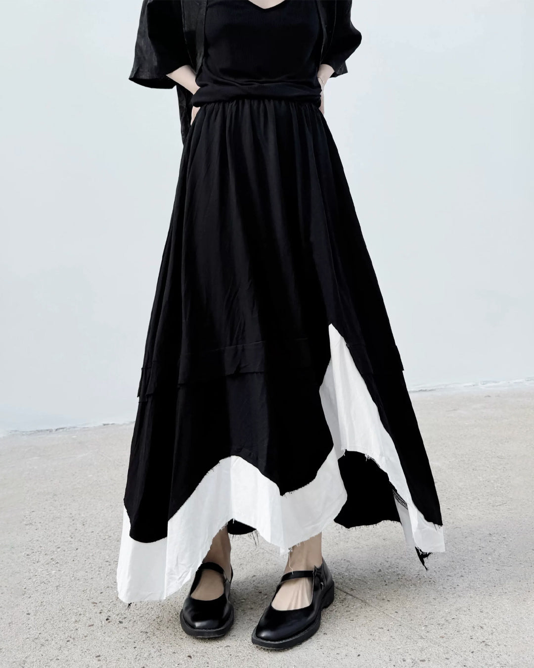 ♥BICOLOR IRREGULAR HEM SKIRT