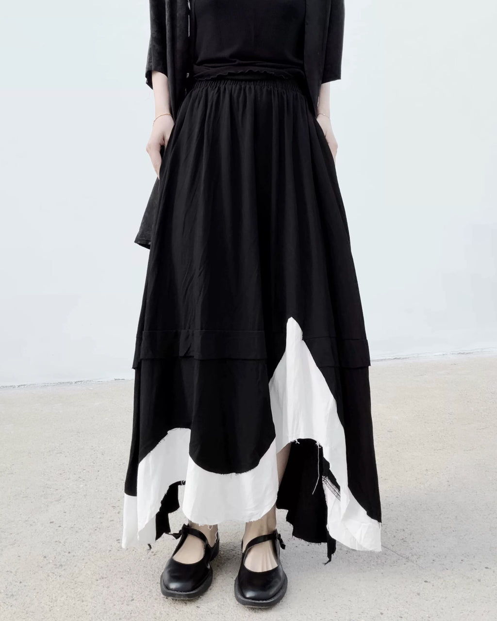 ♥BICOLOR IRREGULAR HEM SKIRT