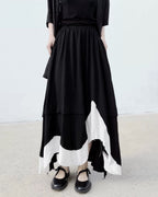 ♥BICOLOR IRREGULAR HEM SKIRT