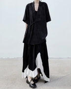 ♥BICOLOR IRREGULAR HEM SKIRT